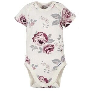 Gerber Modern Moments Baby Girl 1-Piece Organic Pink Floral Onesies Size 0-3M